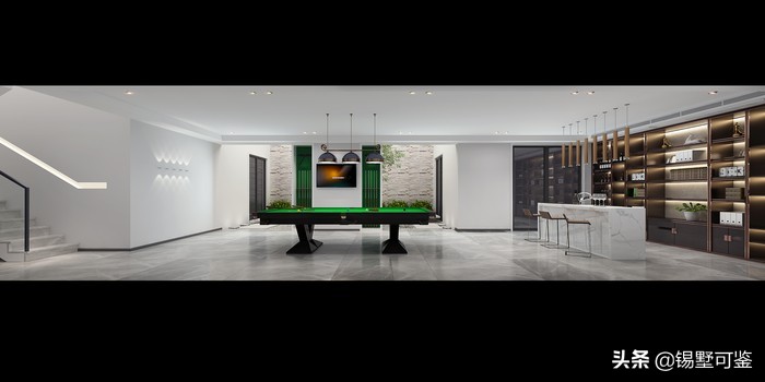 别墅台球桌设计效果图,客厅台球桌装修案例