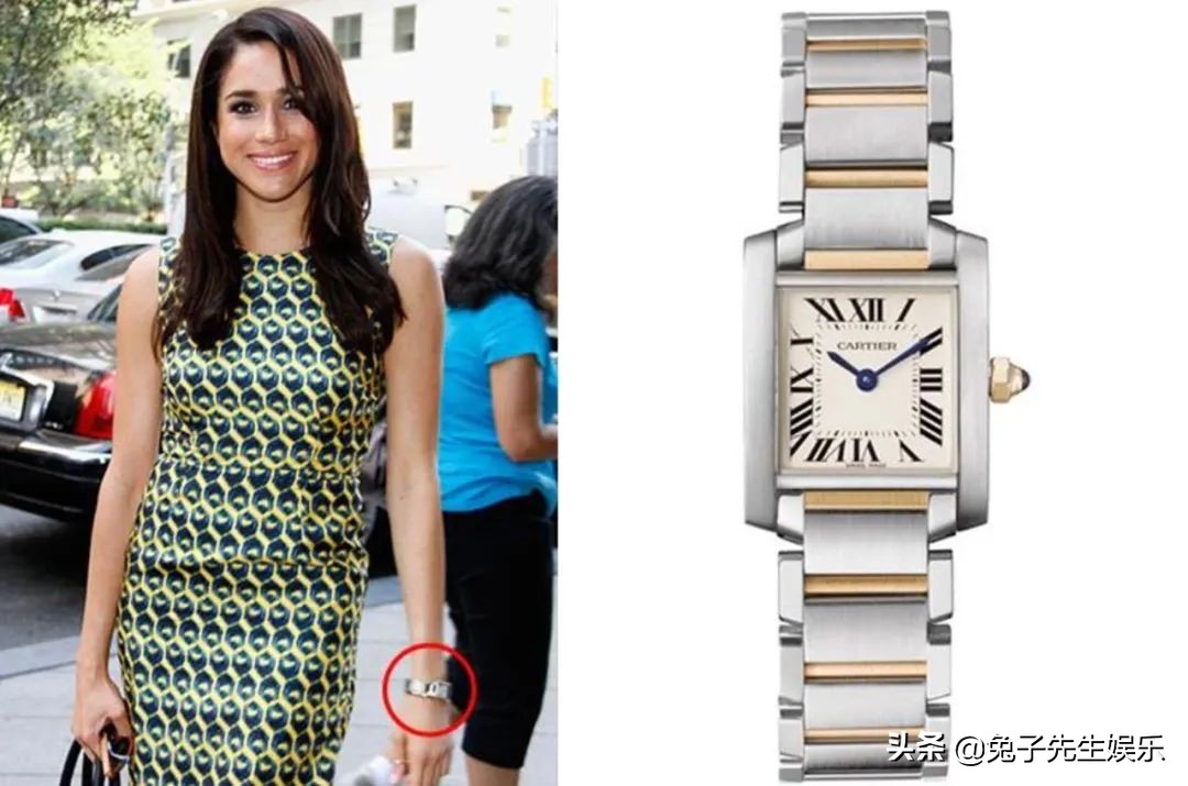 梅根戴卡地亚金表,梅根戴礼帽照