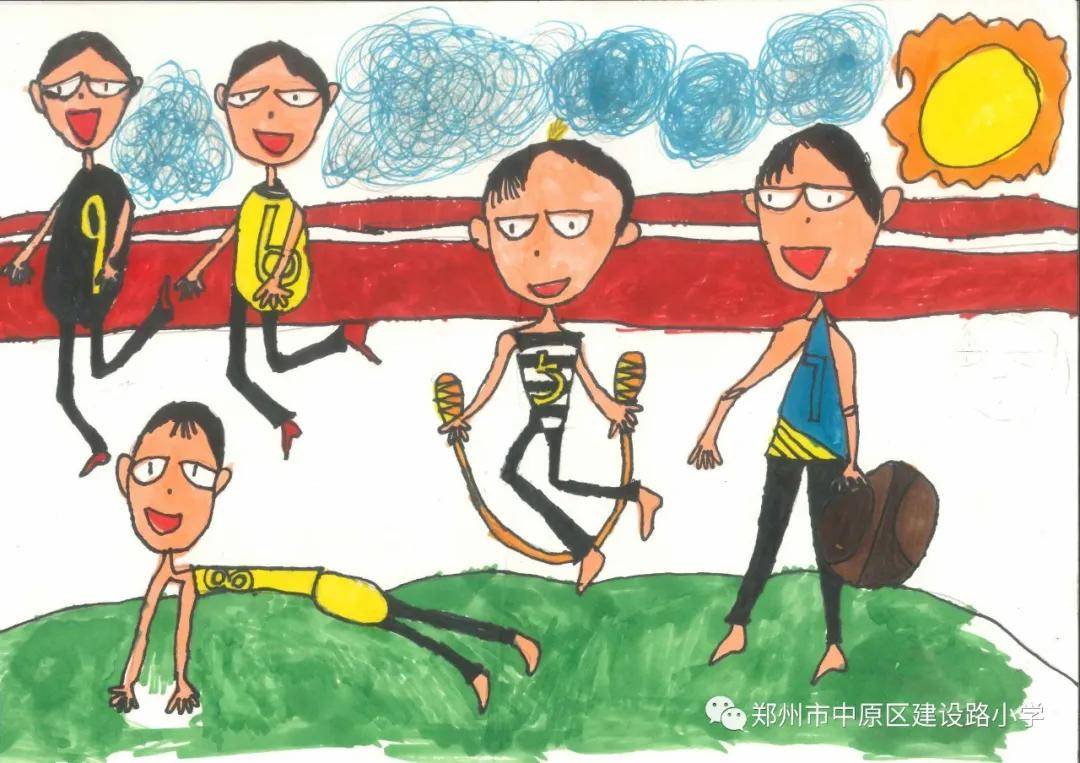 小学生最美校园绘画作品运动场,美好校园学习生活绘画比赛