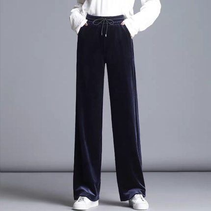 秋冬毛呢格纹阔腿裤,窄版黑色呢子阔腿裤秋季穿搭