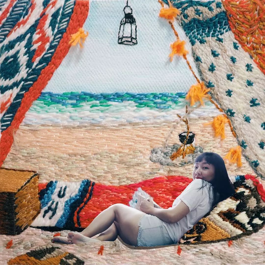 姑娘带着针线去旅游,刺绣记录最美风景，Gucci都找她合作！