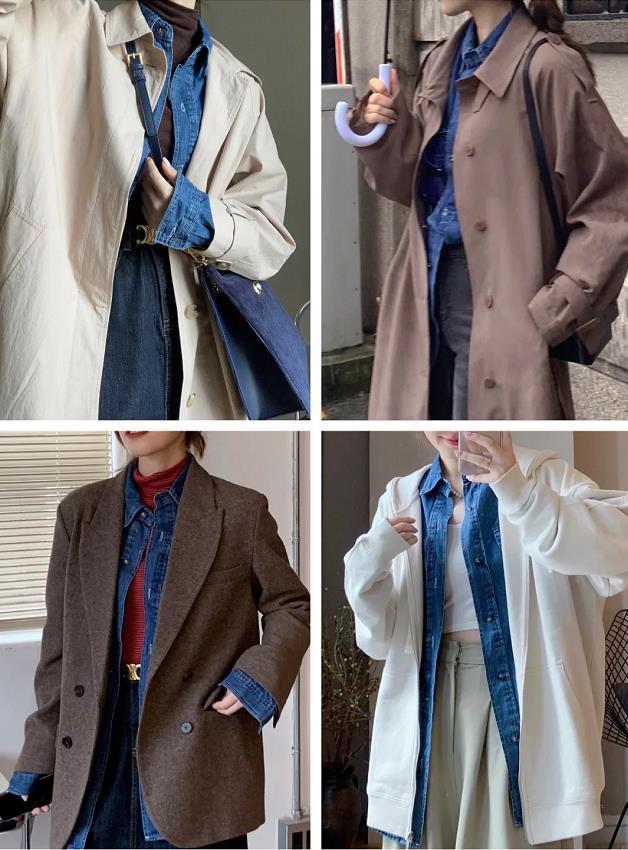 牛仔衬衫怎么搭配外套冬季,浅蓝色衬衫搭配牛仔外套