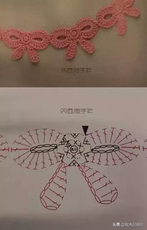 蝴蝶结的钩法教程全过程,金边蝴蝶结钩针详细教程图解