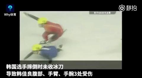 短道速滑1000米韩国两将摔出赛道,韩国短道速滑把队友推出赛道
