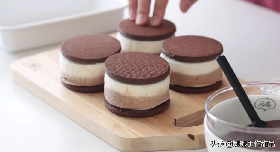 日本冰淇淋三明治,三明治冰淇淋巧克力马卡龙两人吃