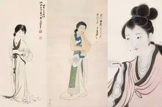 张大千画作美人鹦鹉图,张大千四大美人图真迹