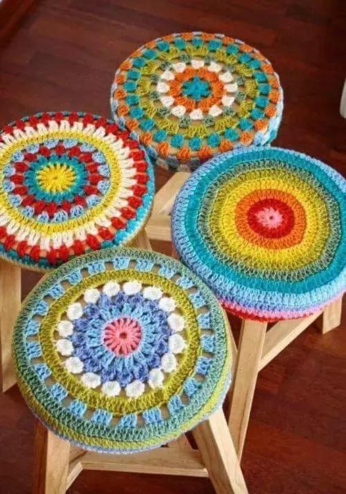 钩针汽车坐垫的编织教程,方形椅子坐垫钩针教程