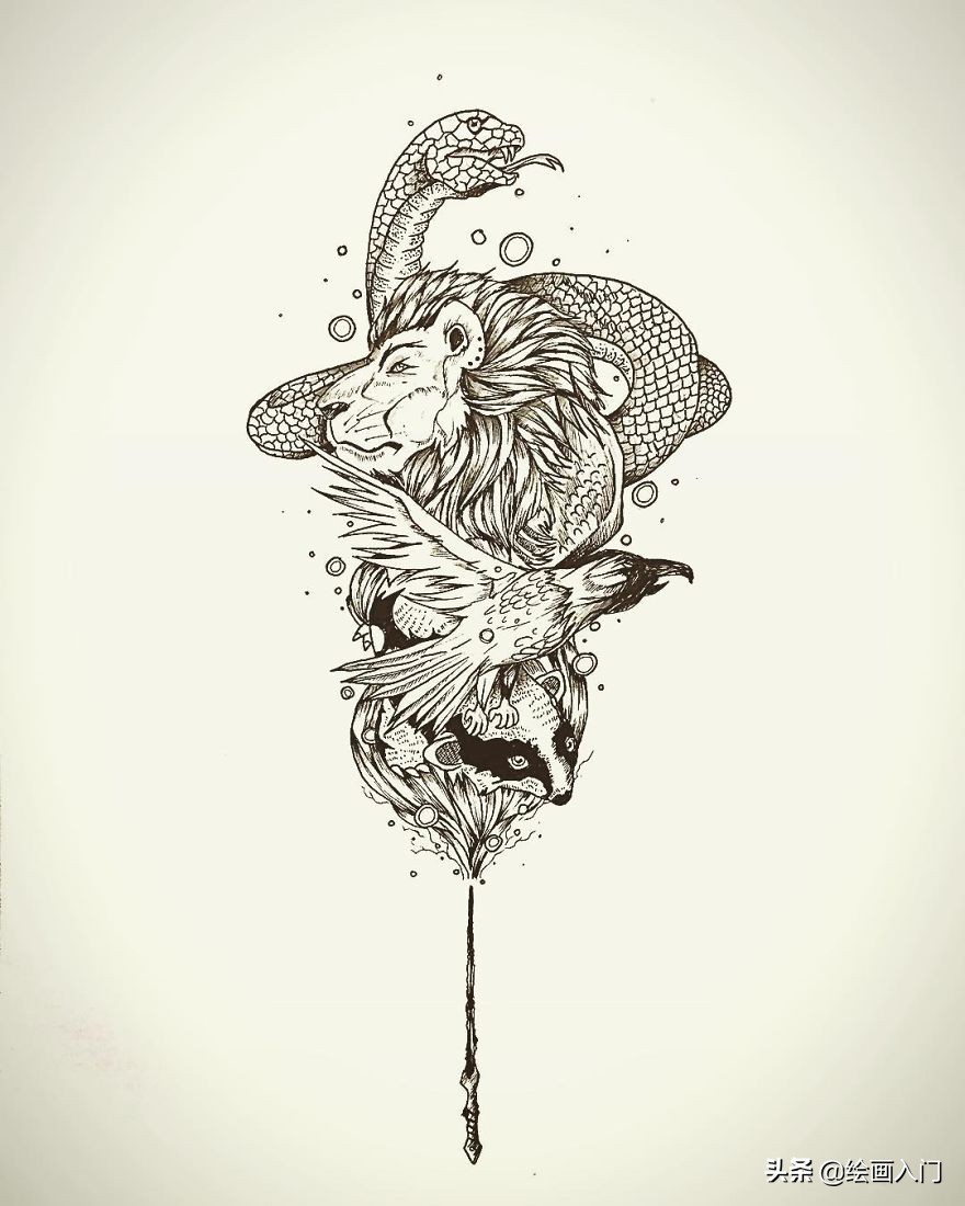 黑白创意手绘插画花素材,黑白创意艺术插画图片