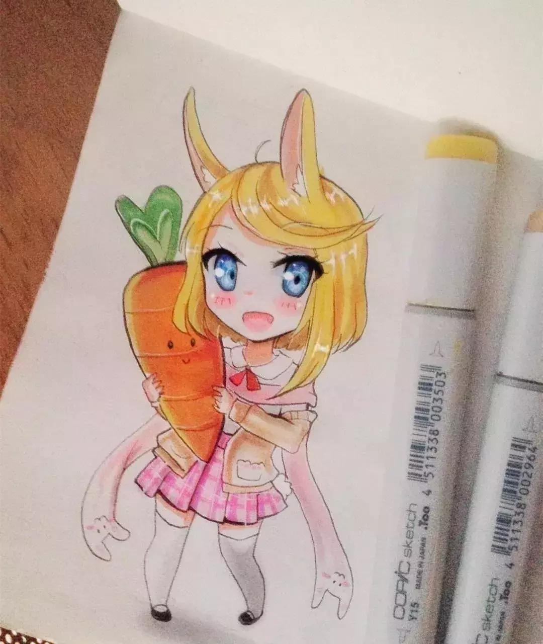 可爱动漫人物手绘马克笔,马克笔好看的动漫人物