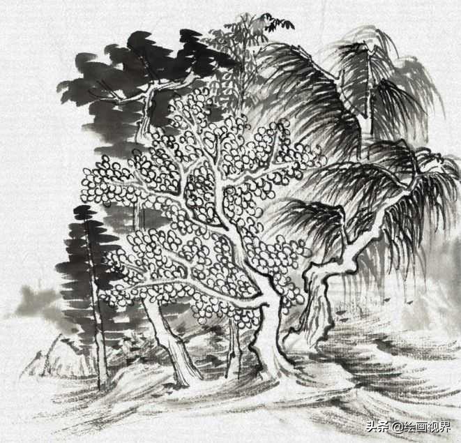 中国画零基础入门技巧,中国画传统画树技法