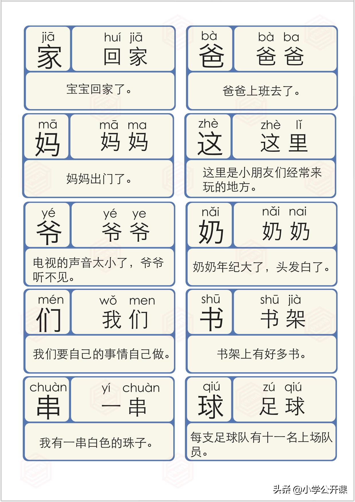 幼儿识字卡1000个常用汉字,少儿识字组词卡