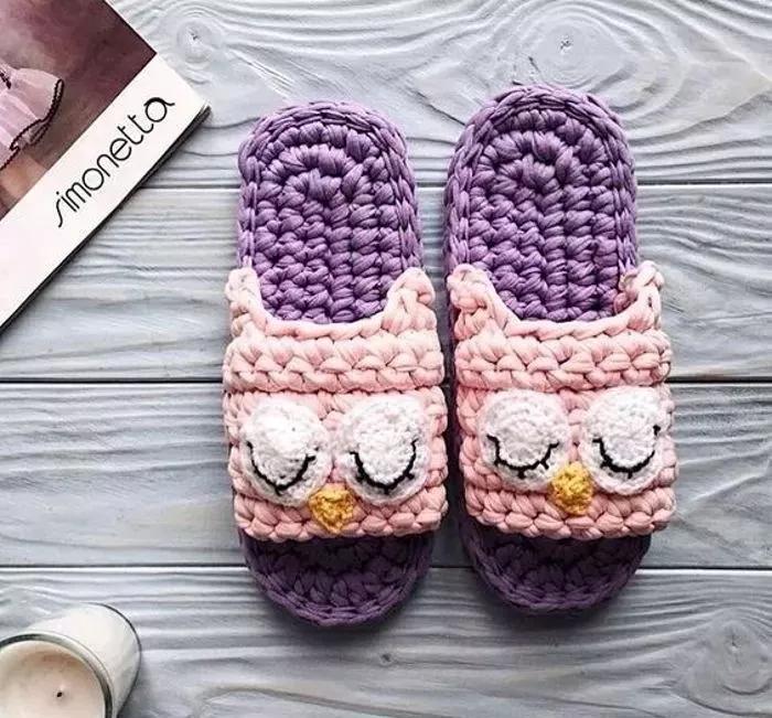 钩拖鞋边上编织教程,布条钩织拖鞋的全过程