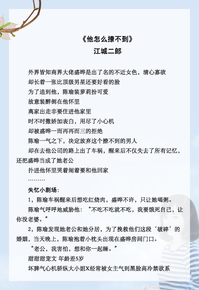 失忆甜宠文推荐,男主失忆的甜宠文推荐