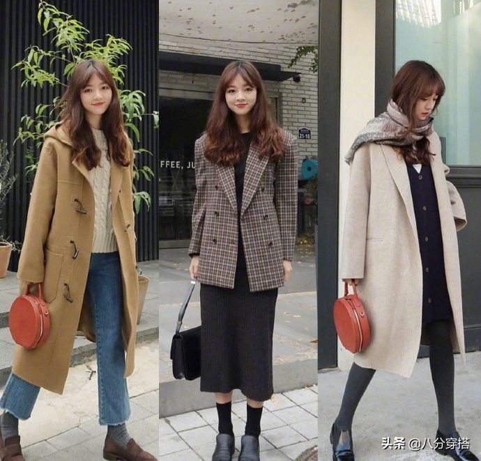 实用又时髦的冬日基础款穿搭！千鸟格大衣稳重大气，时尚洋气