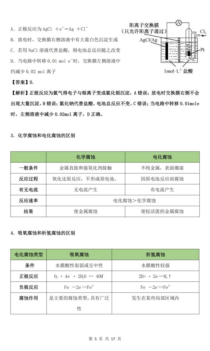 高中化学电解池和原电池讲解,化学高二原电池电解池知识点归纳