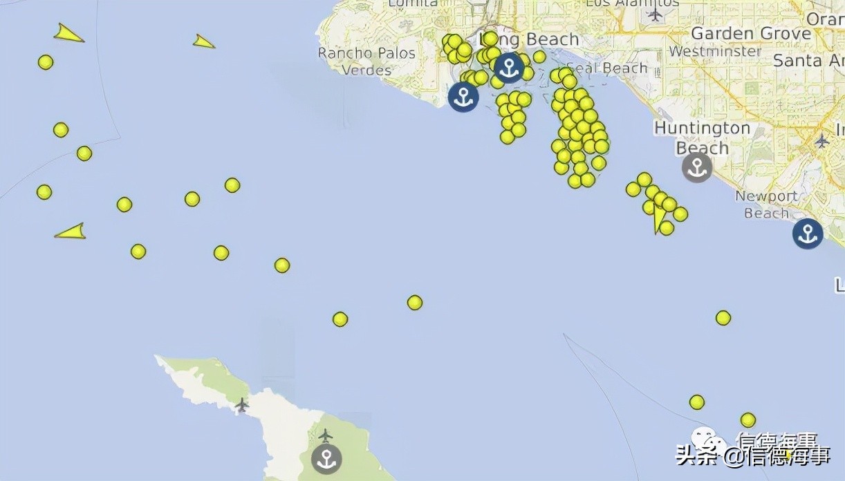 美国长滩港口货船拥堵,美国长滩港口拥堵1000英里