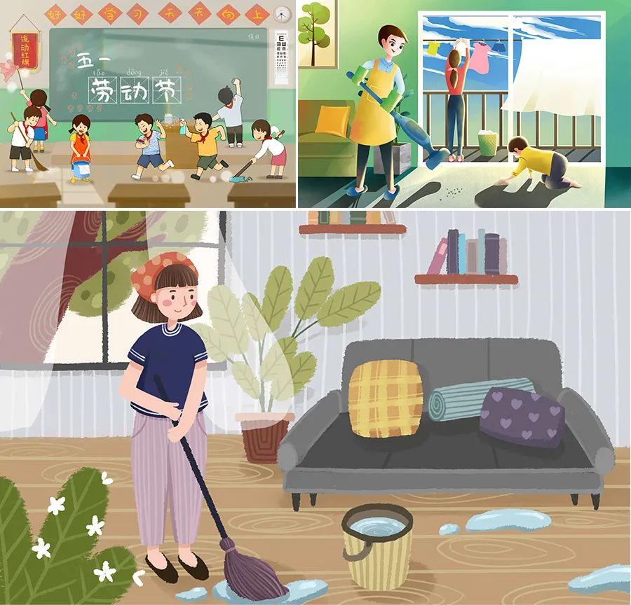 儿童画创意教程线描,有关于劳动的创意儿童画