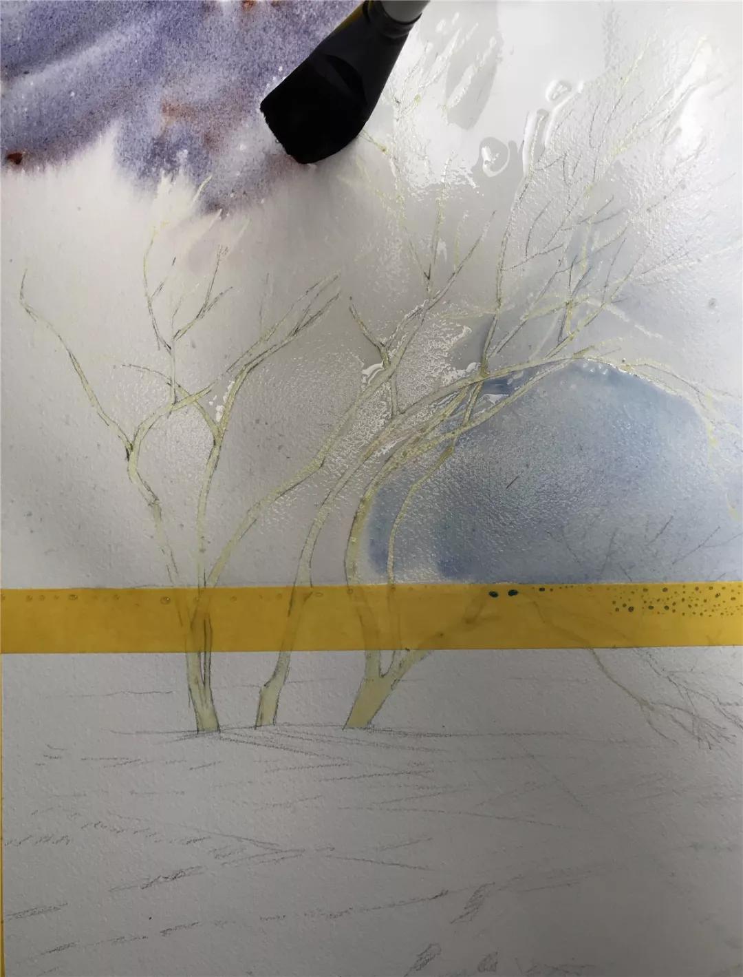 100幅风景写生水粉画教程,如何画雪景图水彩画教程