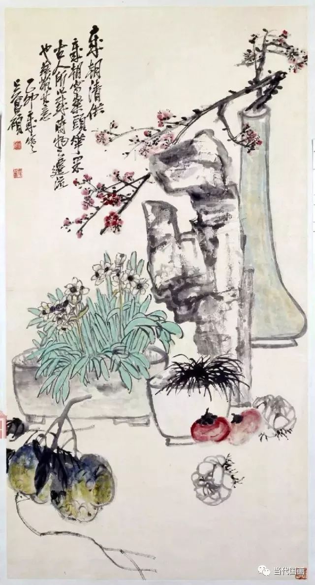 吴昌硕清朝人物画,吴昌硕《岁朝清供图》