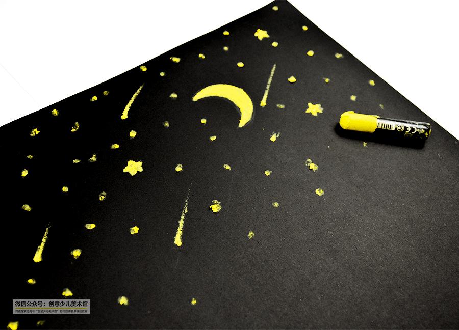 美丽的城市油画棒儿童画,儿童怎么画夜空油画棒