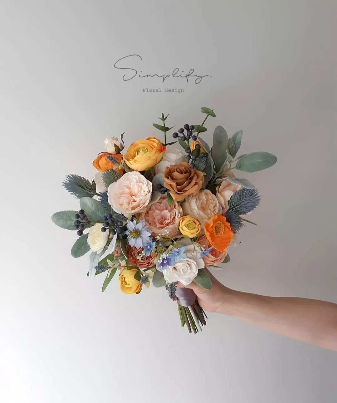 以香槟玫瑰为主的韩式花束,清新柔和治愈系韩式花束