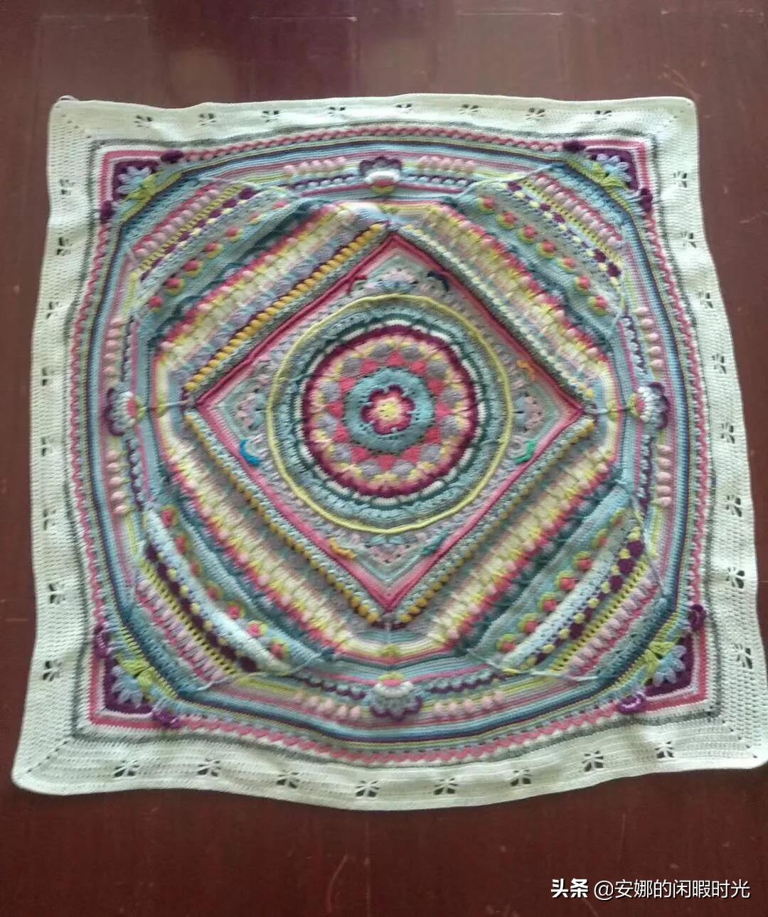 曼陀罗毯子编织教程,苏菲花园曼陀罗毯子钩法高清图解
