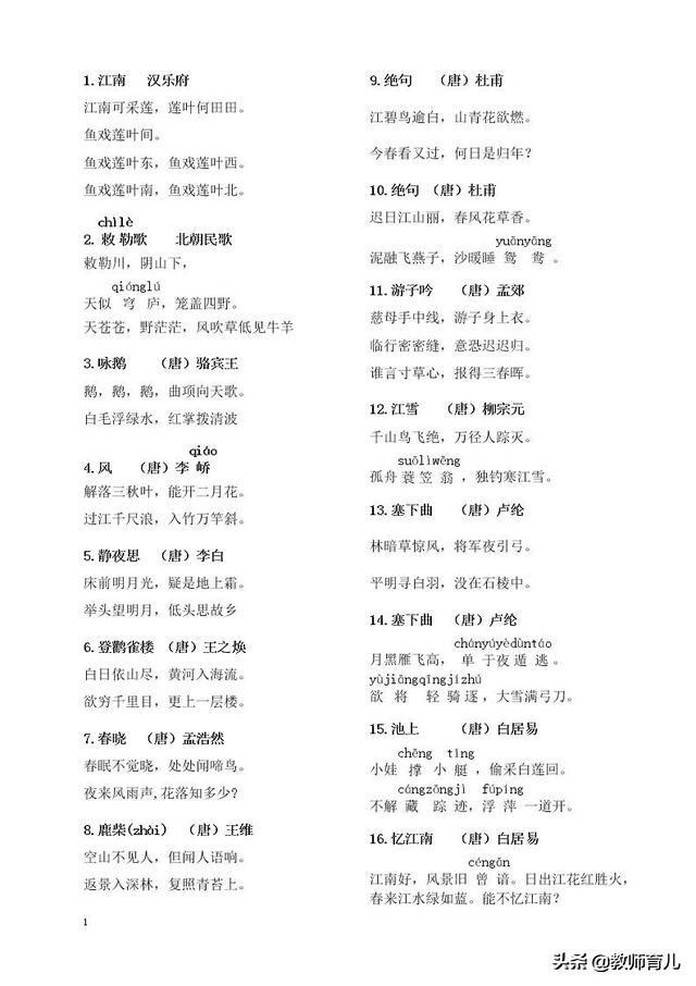 小中学生必背300诗词念一遍,小学生背诵课外古诗词新300首