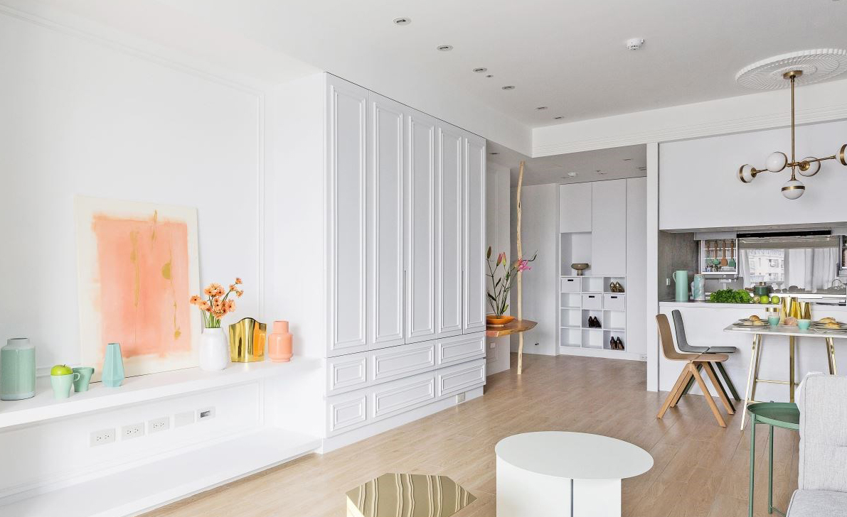 简约风蓝色电视墙,深色意式轻奢电视墙