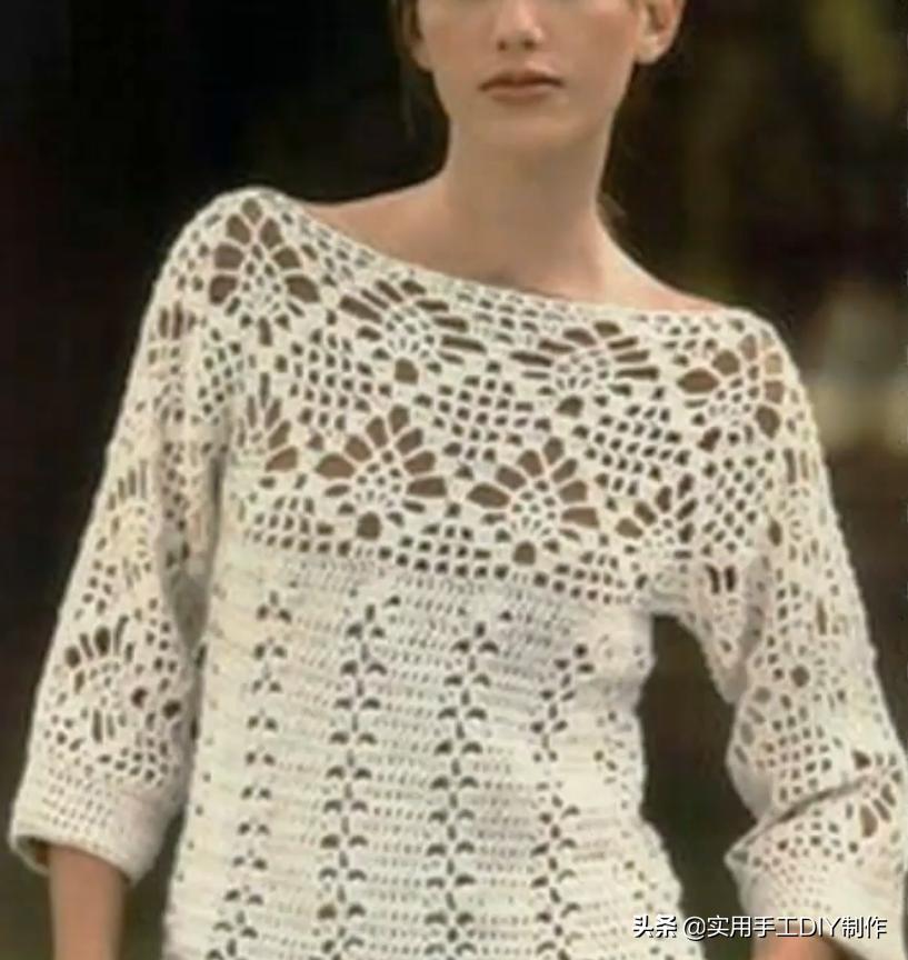 钩针蕾丝背心,针织背心手织花形图案
