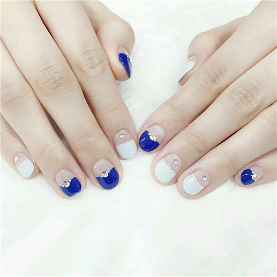 进巍美甲作品,宝蓝美甲款式图片