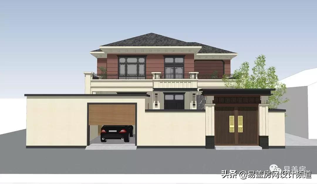 新中式别墅农村车库,武汉农村别墅设计及建造