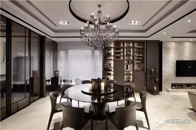 现代简约全屋大理石别墅效果图,轻奢风装修大理石别墅图片