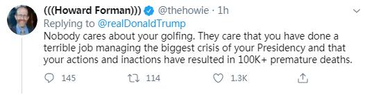 “10万死亡名单”轰动美国，川普却被爆去玩高尔夫，网友们炸了