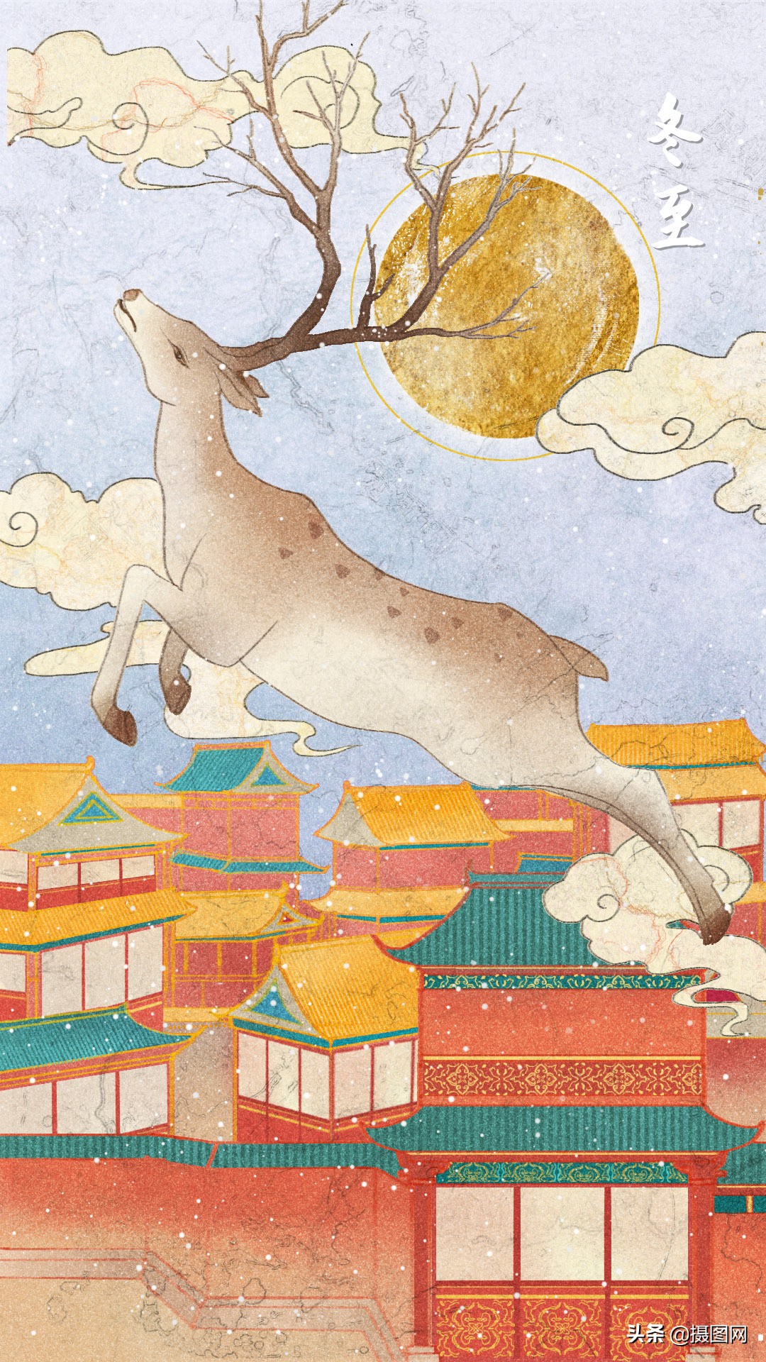 国潮插画水彩图集,水彩新国风插画壁纸