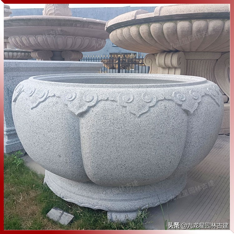 门前石花盆,石雕水缸养鱼种花庭院摆件