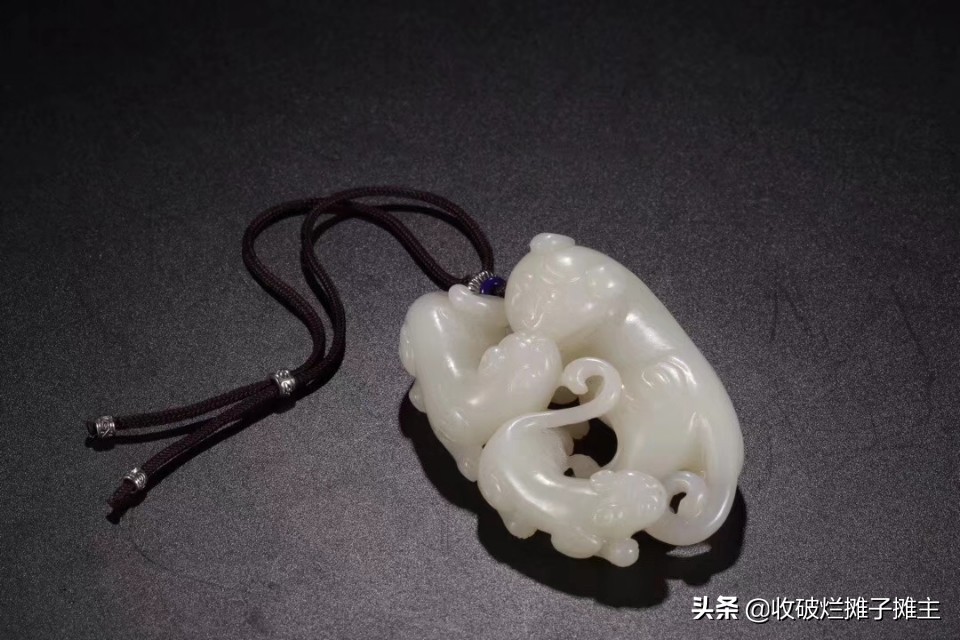 和田子母兽摆件尺寸,和田白玉龙龟子母兽