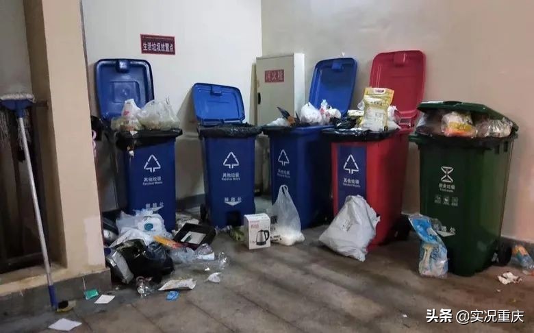 每层楼不能设置垃圾桶,每幢楼下不能放垃圾桶