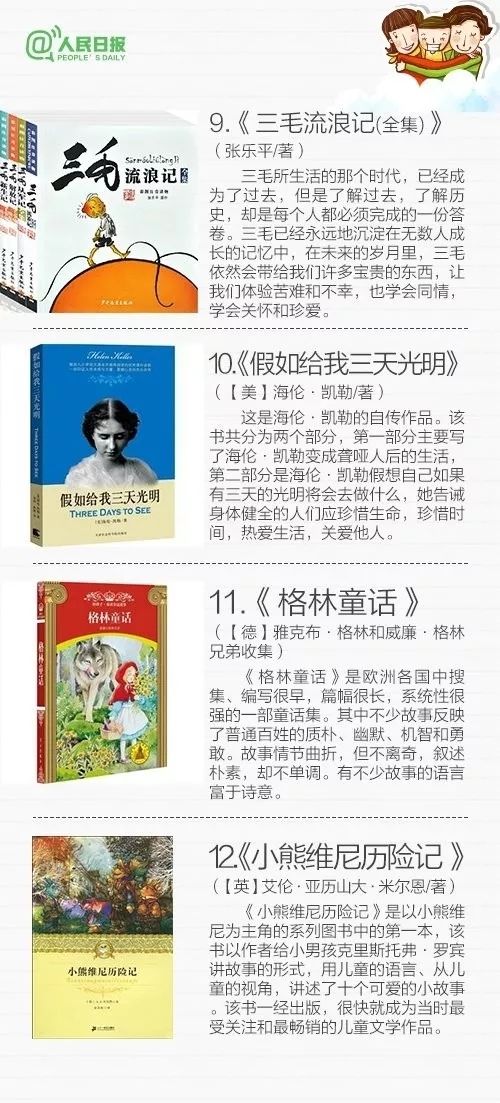 人民日报推荐儿童书单6岁到八岁,人民日报推荐书单1-9年级