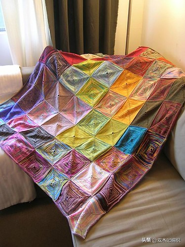 棒针编织漂亮的方块毯子,编织毯子棒针花样左右交叉