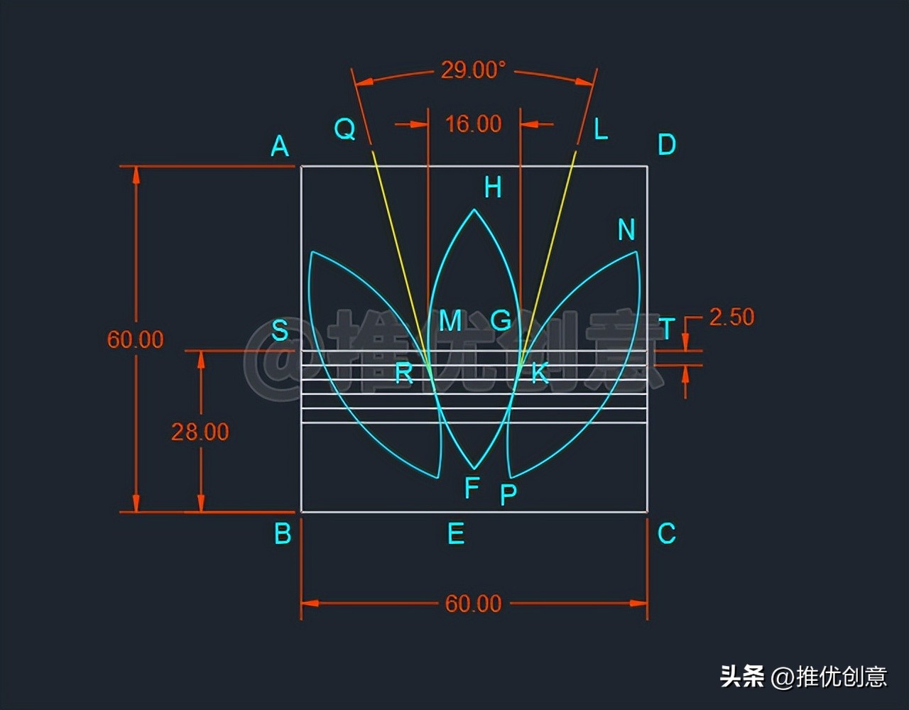 绘制adidas三叶草LOGO工程制图autocadcad教学cad画图教程CAD习题