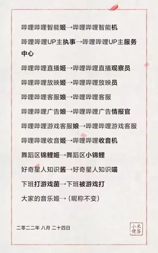 “姬”“娘”惨遭退环境！B站官方大规模改名