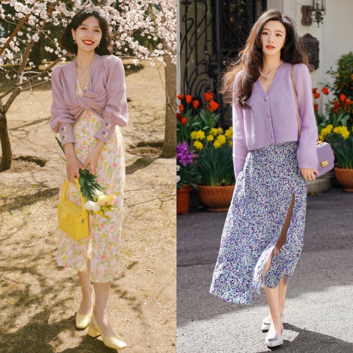 中袖春裙精致洋气又减龄,今年最流行什么样的春季套裙