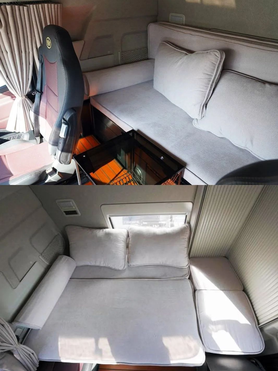 国产平头卡车改生活舱,平头卡车加长版生活舱