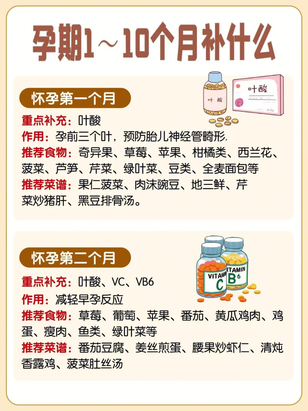 孕期1～10月补什么？哪些食物不能吃？准妈妈们看过来