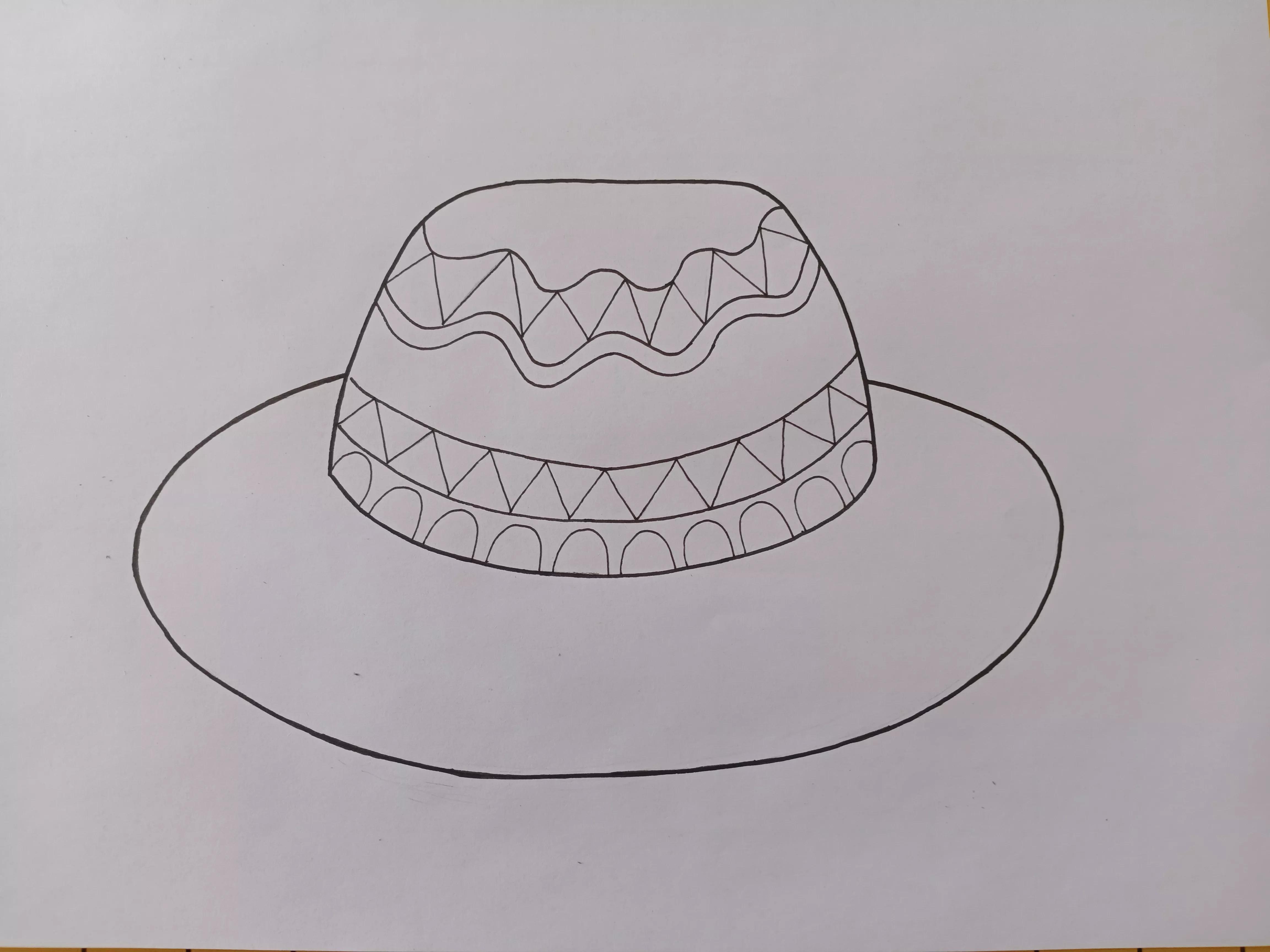 线描画帽子,劳动节帽子黑白线描画