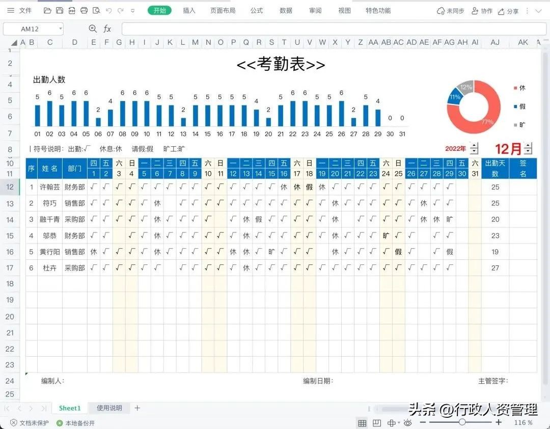xls考勤自动统计公式,xls表格算考勤天数