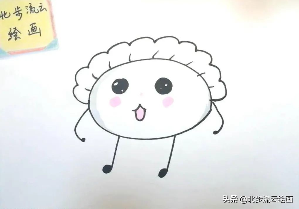 一盘饺子的简笔画图片大全,穿古装端着饺子的中国女孩简笔画