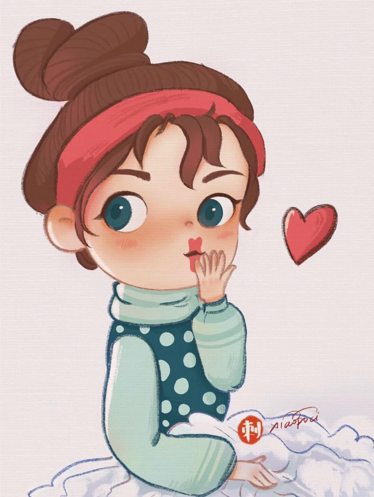 可爱头像卡通呆萌简笔丸子头,超好看丸子头漫画头像儿童