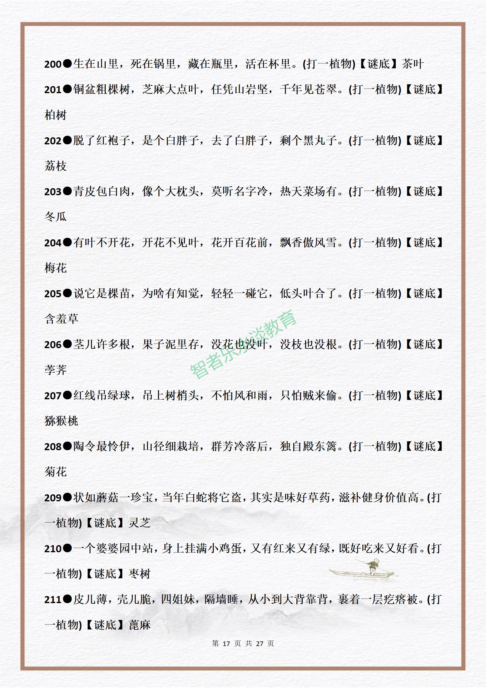 有趣的益智游戏:336个经典儿童谜语,激发孩子的学习语文的兴趣