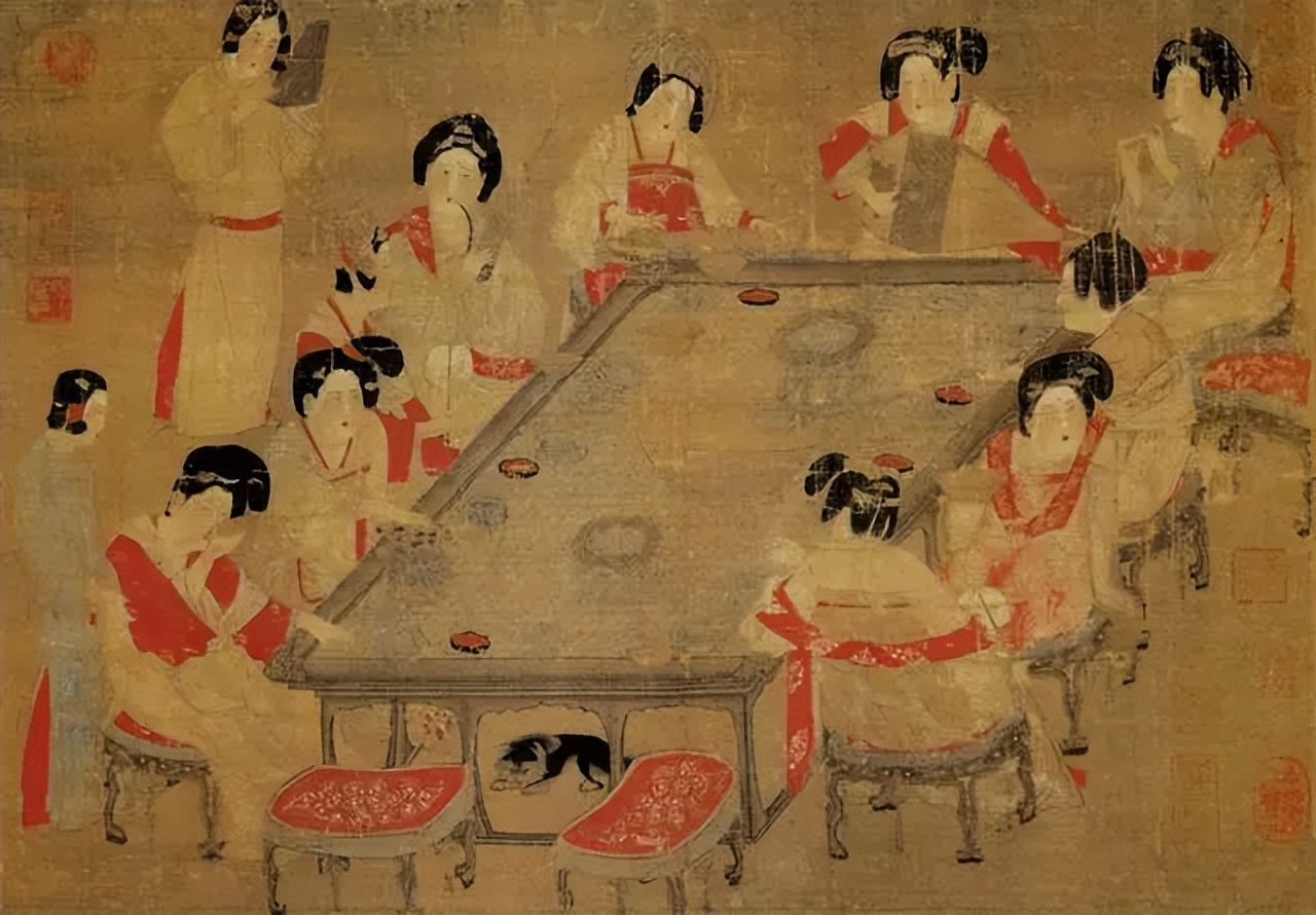 古代躺椅古画,古画之圆鼓凳